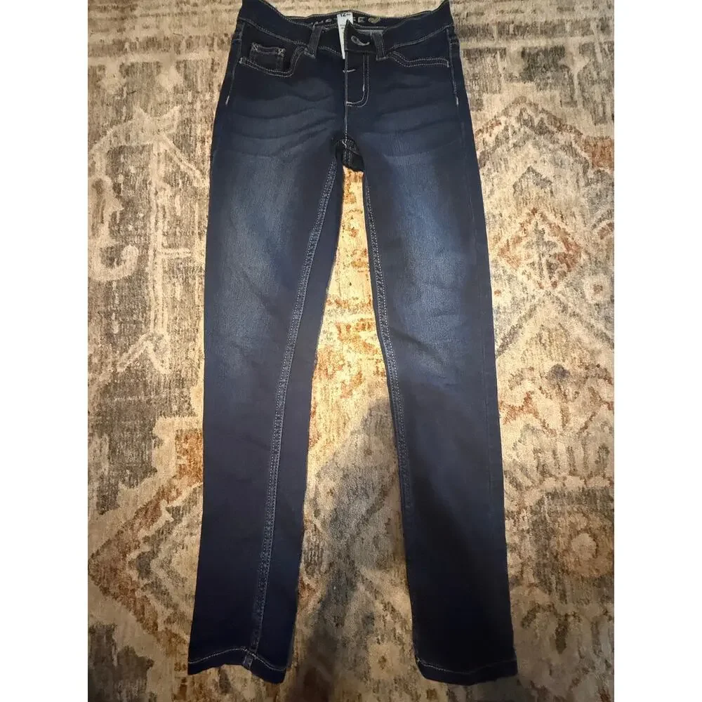 Justice Girls Size 12 Slim Dark Wash Skinny Jeans Stretch Adjustable Waist